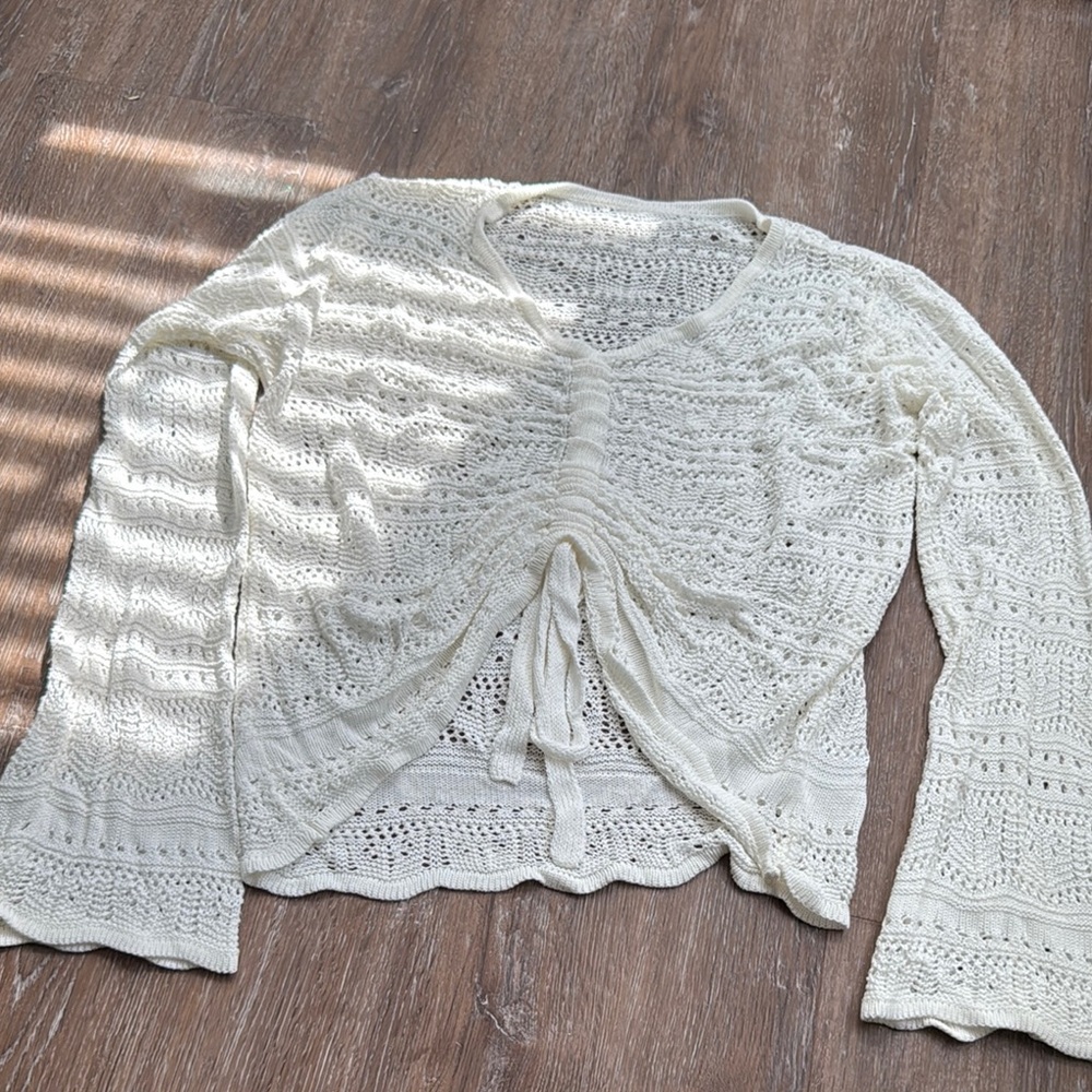 Cream Crochet Cardigan